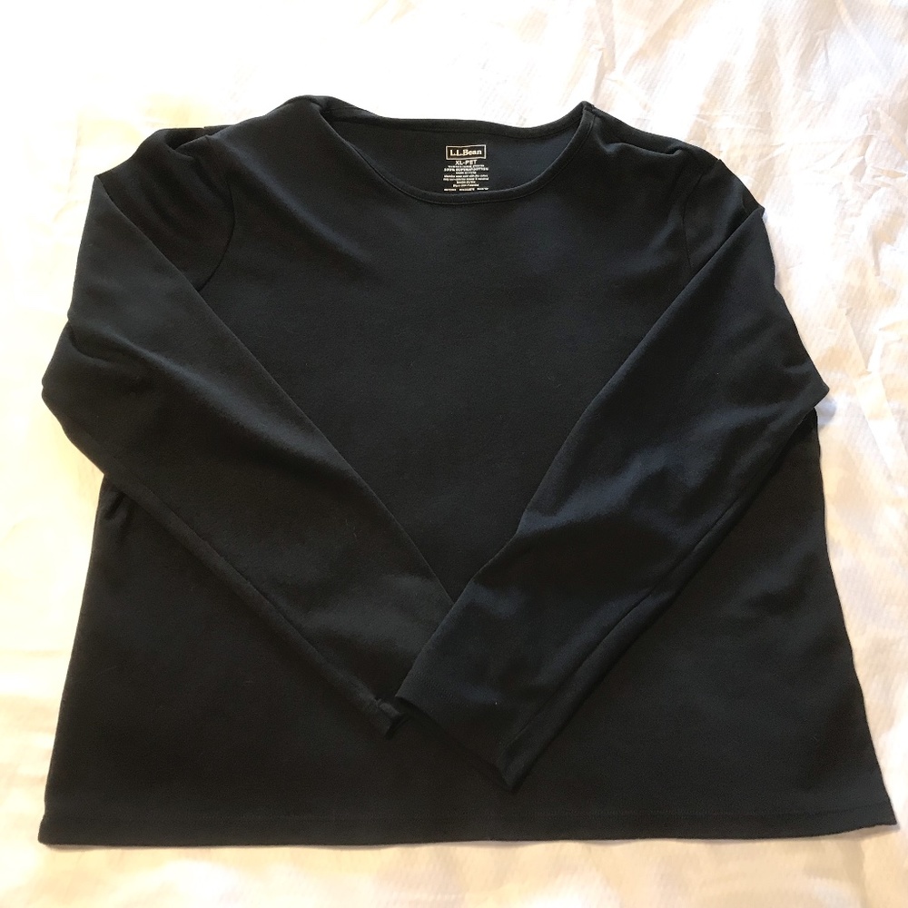 L.L. Bean Women's Long Sleeve 100% cotton top Black